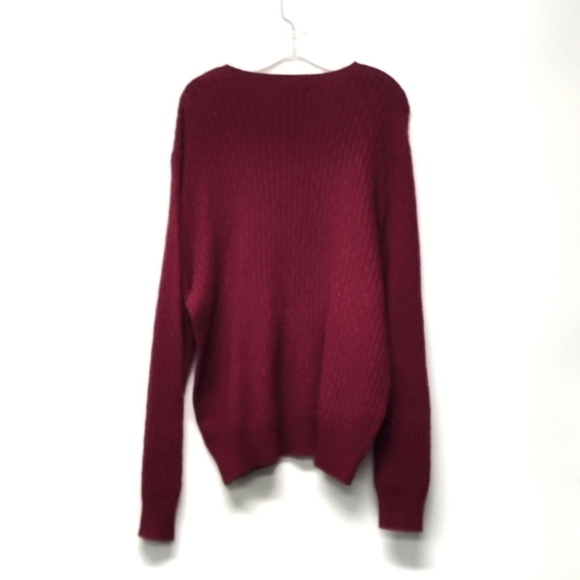 Kenneth Roberts sweater wool blend scoop neck long sleeve  burgundy Size: L - Picture 2 of 5